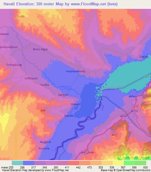 Havali,Azerbaijan Elevation Map