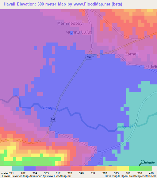 Havali,Azerbaijan Elevation Map