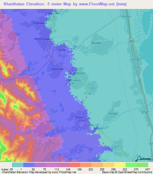 Kharkhatan,Azerbaijan Elevation Map