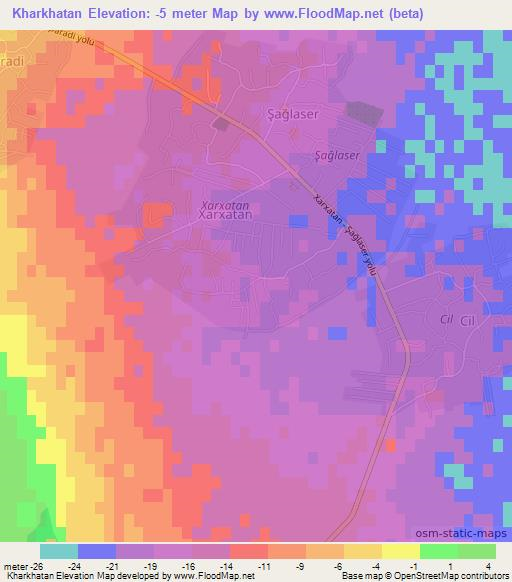 Kharkhatan,Azerbaijan Elevation Map