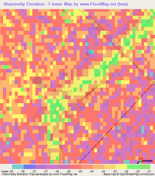 Khanmedty,Azerbaijan Elevation Map