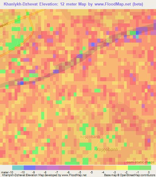 Khanlykh-Dzhevat,Azerbaijan Elevation Map