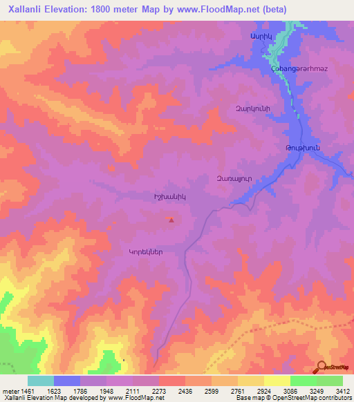 Xallanli,Azerbaijan Elevation Map
