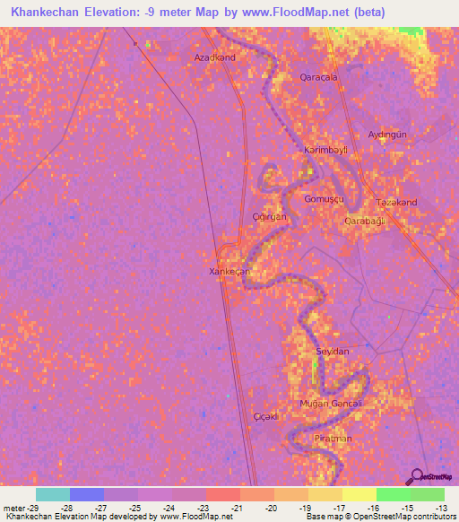 Khankechan,Azerbaijan Elevation Map