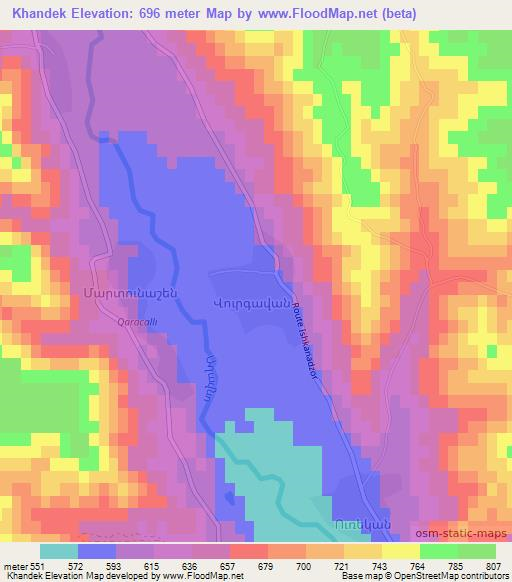 Khandek,Azerbaijan Elevation Map