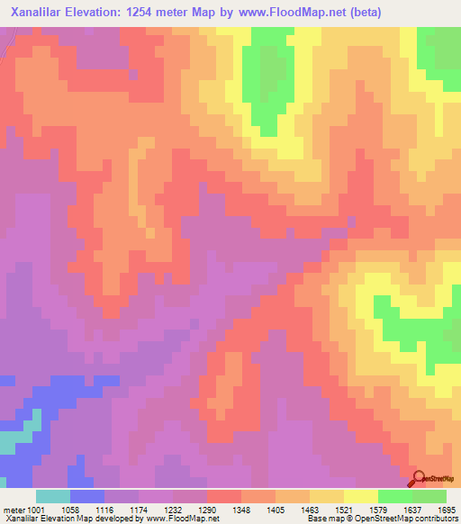Xanalilar,Azerbaijan Elevation Map