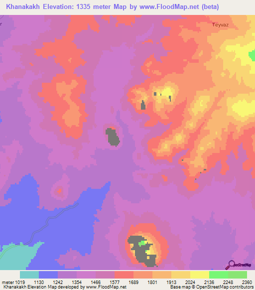 Khanakakh,Azerbaijan Elevation Map