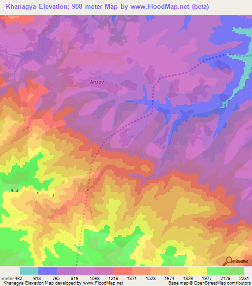 Khanagya,Azerbaijan Elevation Map