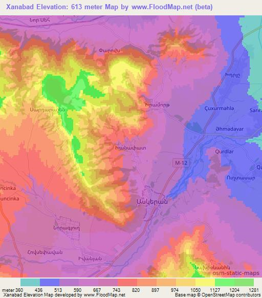 Xanabad,Azerbaijan Elevation Map