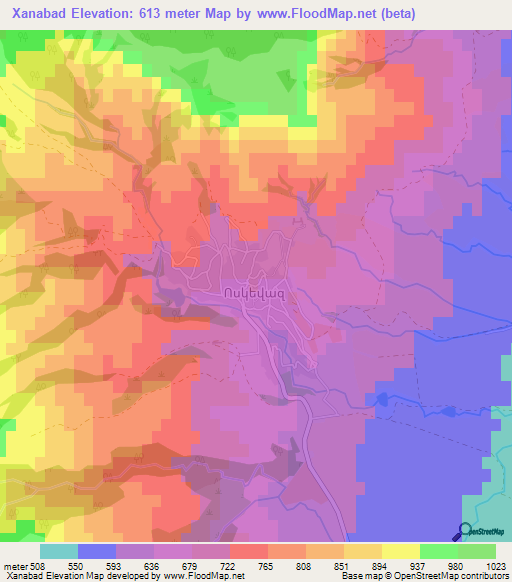 Xanabad,Azerbaijan Elevation Map