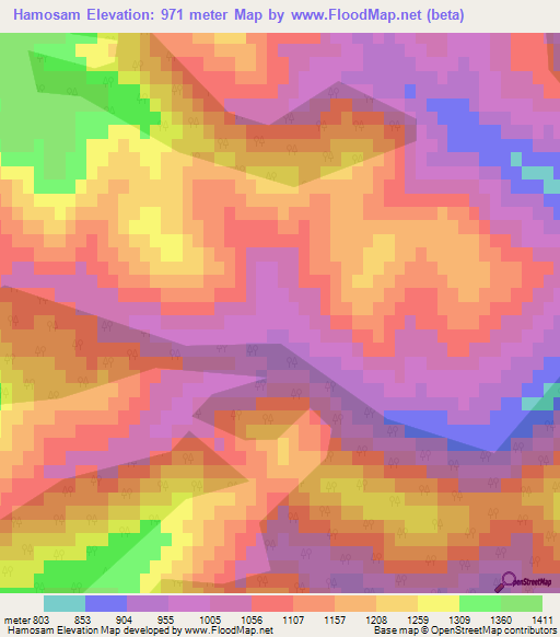Hamosam,Azerbaijan Elevation Map