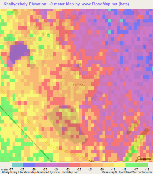 Khallydzhaly,Azerbaijan Elevation Map
