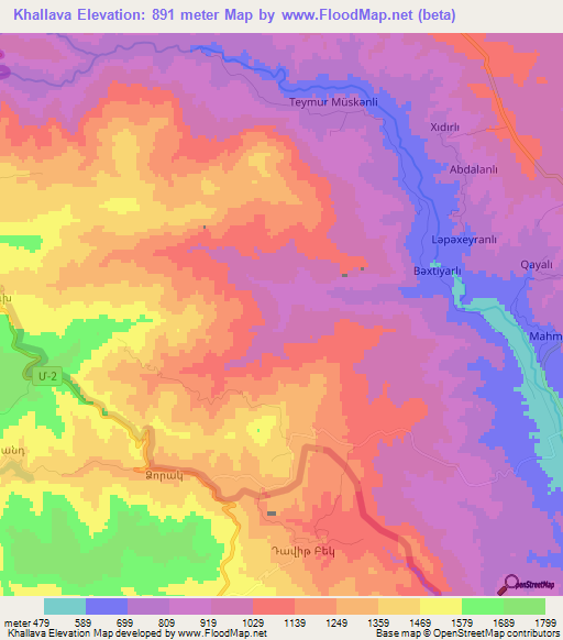 Khallava,Azerbaijan Elevation Map
