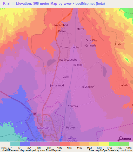 Khalilli,Azerbaijan Elevation Map