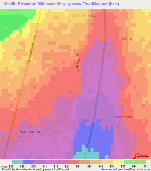 Khalilli,Azerbaijan Elevation Map
