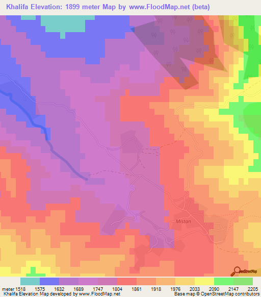 Khalifa,Azerbaijan Elevation Map