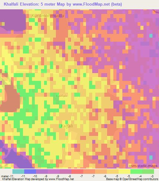 Khalfali,Azerbaijan Elevation Map