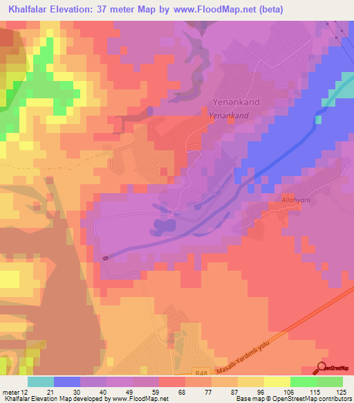 Khalfalar,Azerbaijan Elevation Map