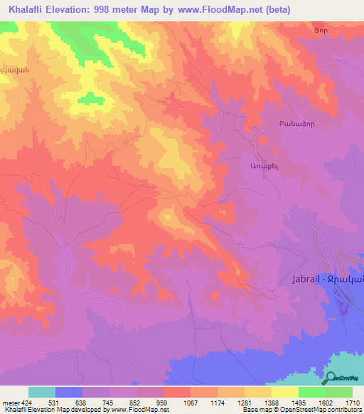 Khalafli,Azerbaijan Elevation Map