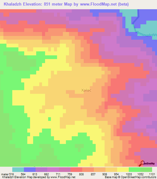 Khaladzh,Azerbaijan Elevation Map