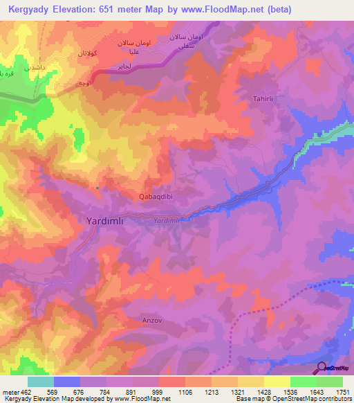 Kergyady,Azerbaijan Elevation Map