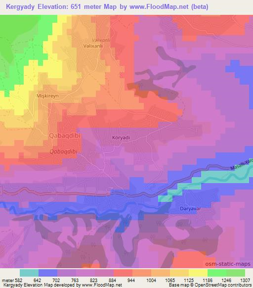 Kergyady,Azerbaijan Elevation Map