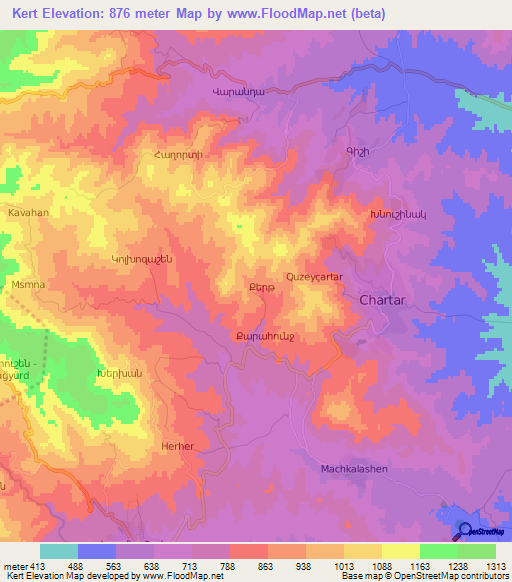 Kert,Azerbaijan Elevation Map
