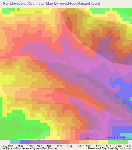 Ker,Azerbaijan Elevation Map