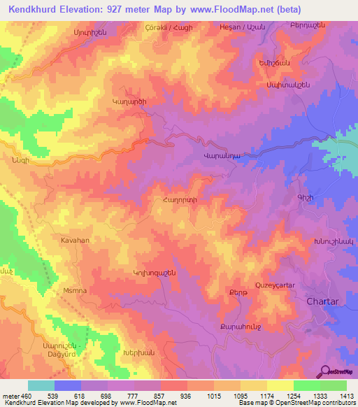 Kendkhurd,Azerbaijan Elevation Map