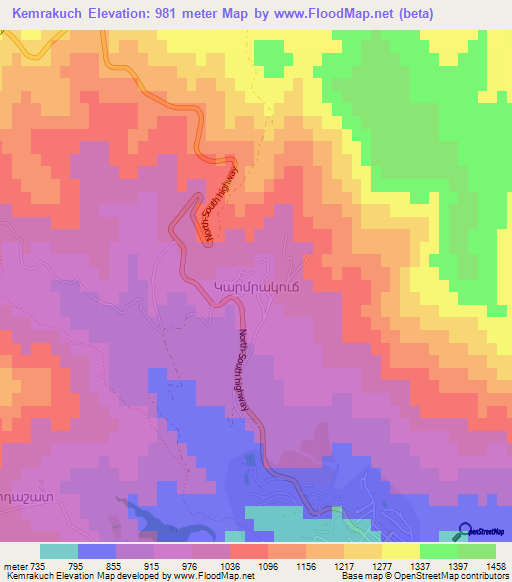 Kemrakuch,Azerbaijan Elevation Map