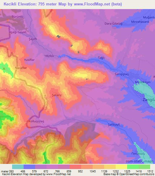 Kecikli,Azerbaijan Elevation Map