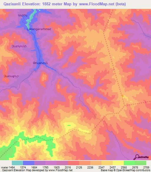 Qazixanli,Azerbaijan Elevation Map