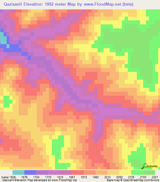 Qazixanli,Azerbaijan Elevation Map
