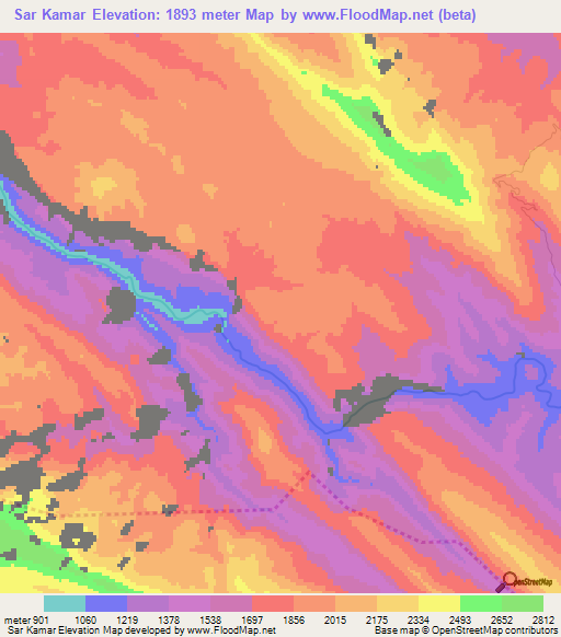 Sar Kamar,Iran Elevation Map