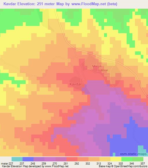 Kavdar,Azerbaijan Elevation Map