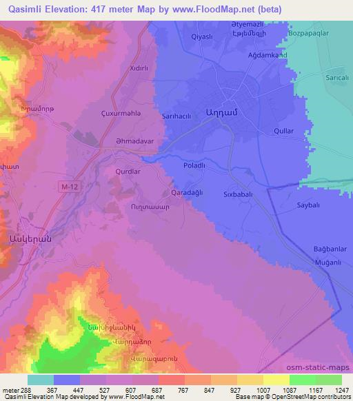 Qasimli,Azerbaijan Elevation Map