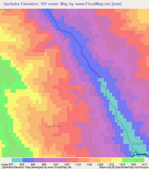 Qarikaha,Azerbaijan Elevation Map