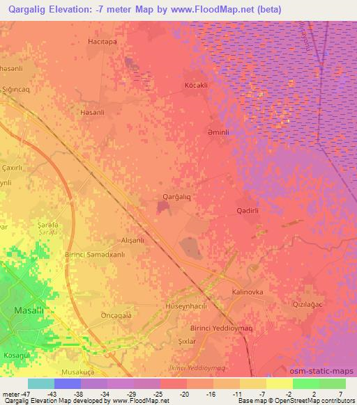 Qargalig,Azerbaijan Elevation Map