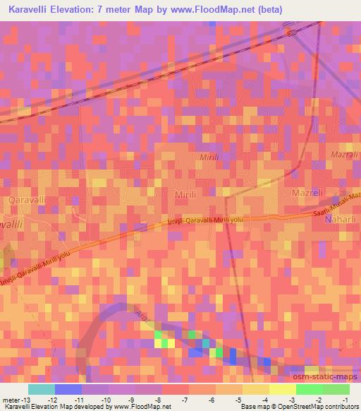 Karavelli,Azerbaijan Elevation Map