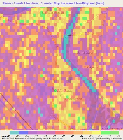 Birinci Qarali,Azerbaijan Elevation Map