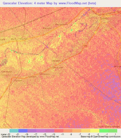 Qaracalar,Azerbaijan Elevation Map