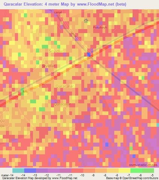 Qaracalar,Azerbaijan Elevation Map