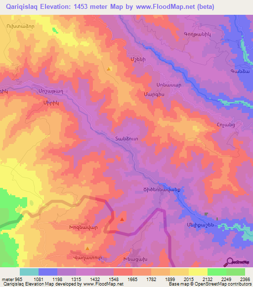 Qariqislaq,Azerbaijan Elevation Map