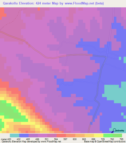Qarakollu,Azerbaijan Elevation Map