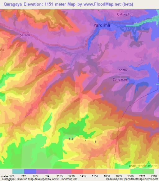 Qaragaya,Azerbaijan Elevation Map