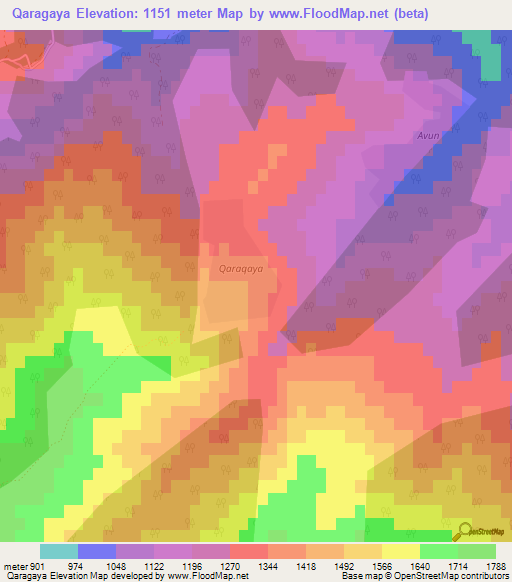 Qaragaya,Azerbaijan Elevation Map