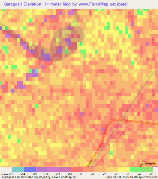 Qaraqasli,Azerbaijan Elevation Map