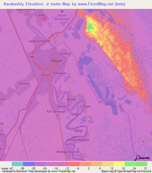 Karakashly,Azerbaijan Elevation Map