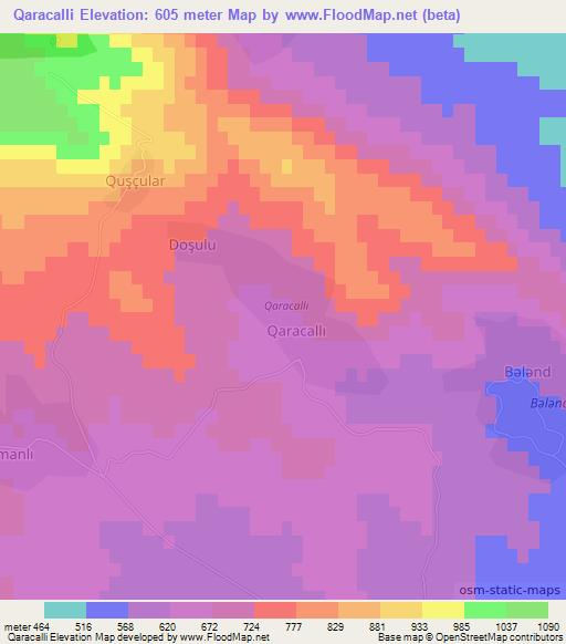 Qaracalli,Azerbaijan Elevation Map