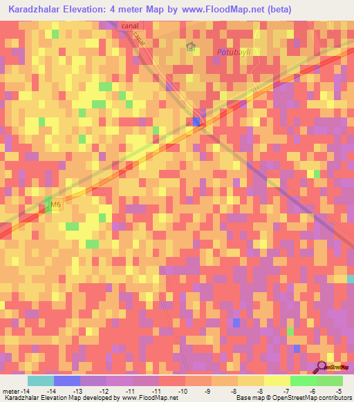 Karadzhalar,Azerbaijan Elevation Map